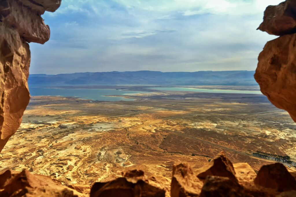 Photo of view of the Dead sea from a height from Masada